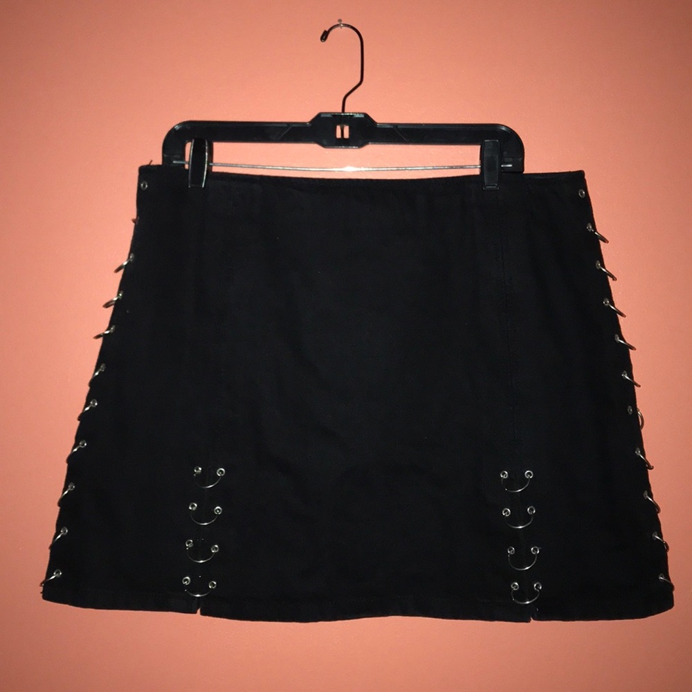 Top shop plus black denim and silver hoop skirt